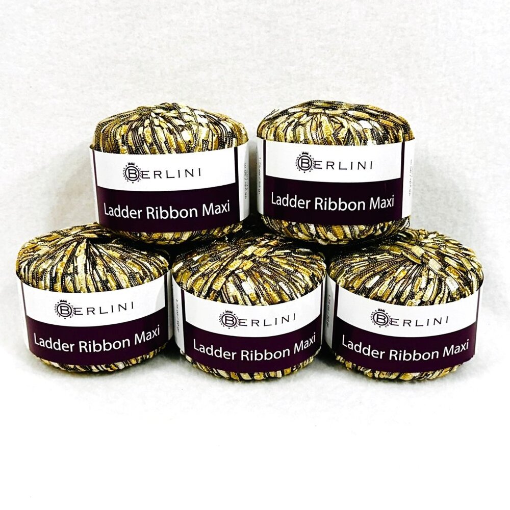 Berlini Ladder Ribbon Maxi Yarn Lot Of 5 - Color 91/Champagne - Made in Ital